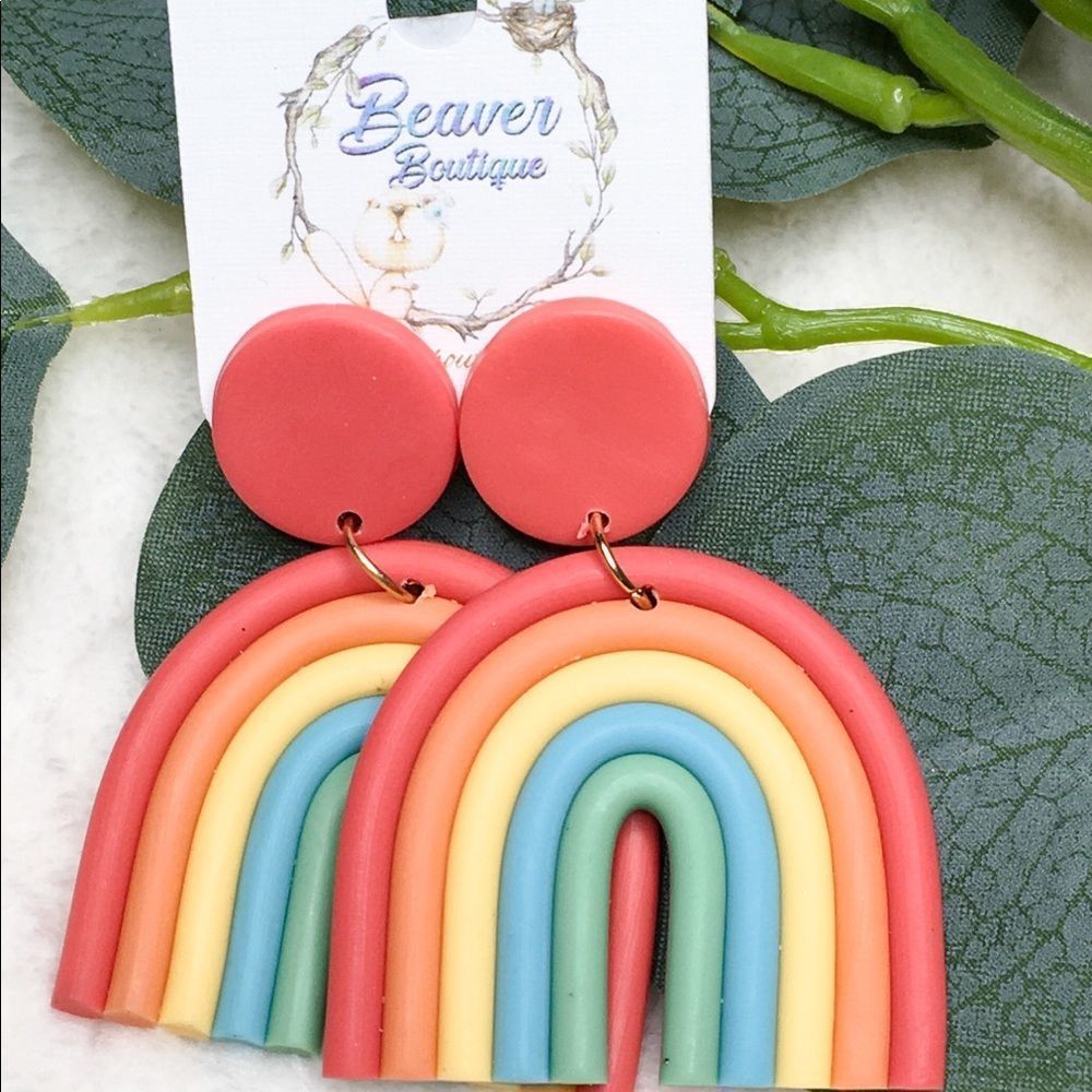 Orange clay earrings